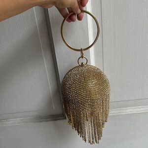 Gold Beaded Fringe Evening Bag 🌟